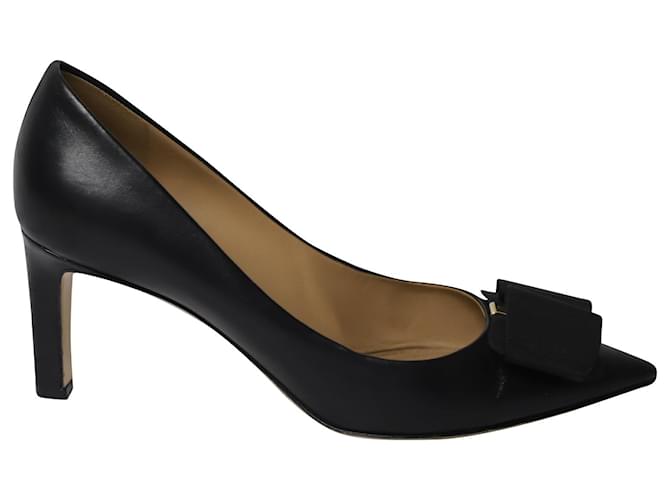 Zapatos de salón con lazo de Salvatore Ferragamo en cuero negro  ref.590651