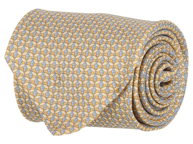 Gravata de seda com estampa de abelha Salvatore Ferragamo Amarelo  ref.590775