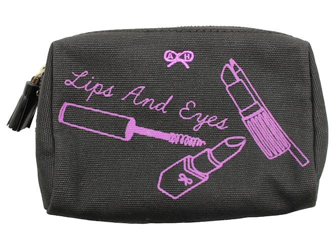 Anya Hindmarch Cosmetic Pouch in Black Canvas Cloth  ref.590779