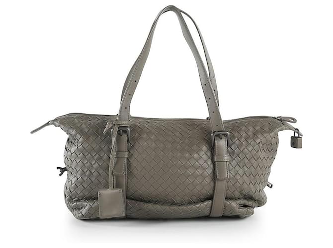 Bottega Veneta Wristlet Intrecciato Woven Leather Clutch Khaki