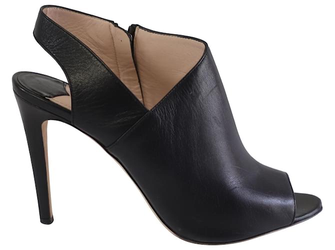 Miu Miu Slingback Open Toe Ankle Boots in Black Leather  ref.590795