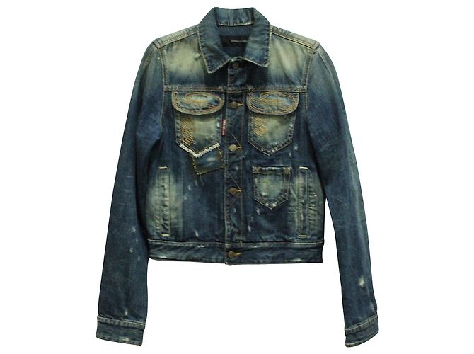Dsquared2 Giacca di jeans con ricamo Blu