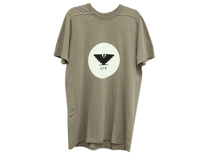 Camiseta de algodón marrón con logo de cuello redondo UFW de Rick Owens