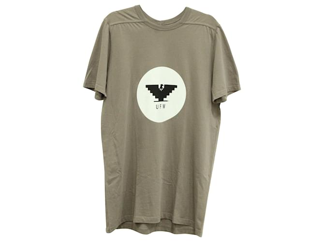 Rick Owens UFW T-shirt col rond avec logo en coton marron  ref.590825