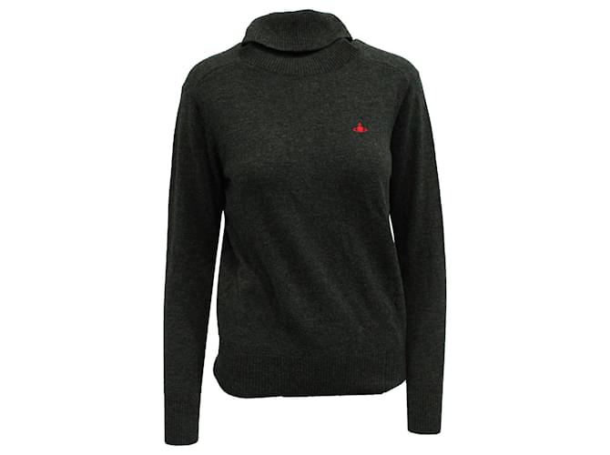 Vivienne Westwood Logo Turtleneck Sweater in Grey Cotton  ref.590838
