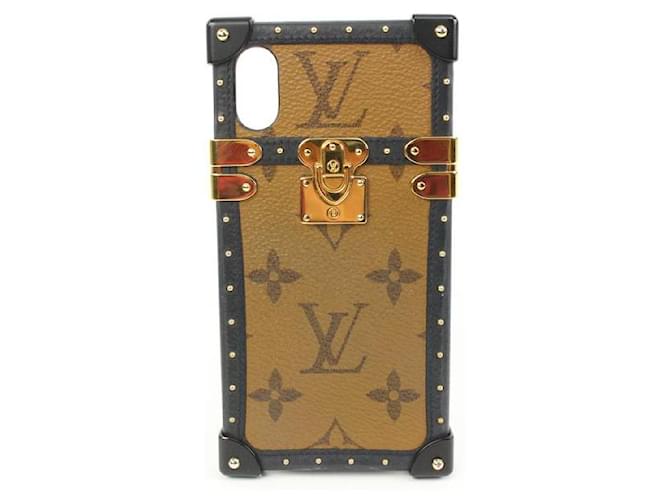Louis Vuitton Monogram Reverse iPhone X oder XS Eye Trunk Case Handy Leder  ref.590854
