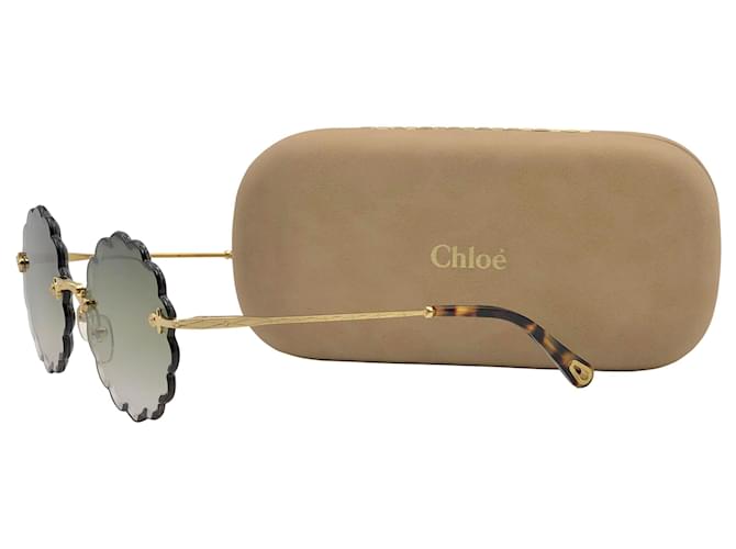 Gafas de sol Chloé con lente redonda festoneada Dorado Metálico Metal  ref.590864