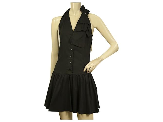 Elisabetta Franchi Black Halter Neck w. Large Bow Mini Length Dress size 42 Cotton  ref.590870