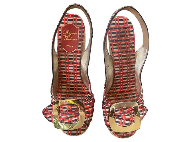 Sandali con zeppa espadrillas Roger Vivier Nero Rosso Beige