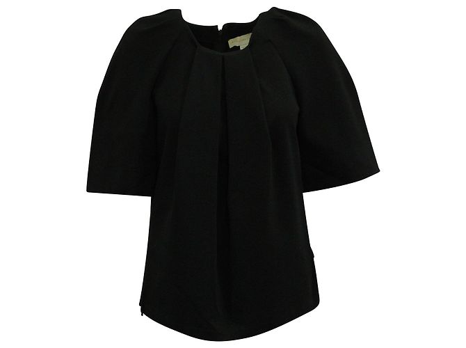 Stella Mc Cartney Top con escote plisado en algodón negro de Stella McCartney