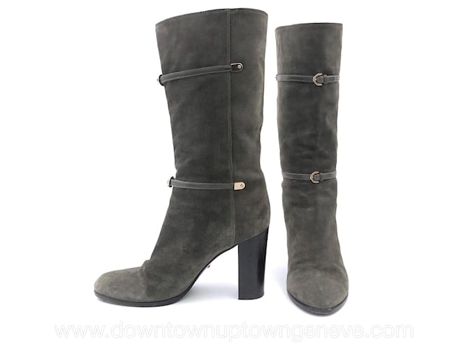 Sergio Rossi ankle boot in khaki green suede  ref.590898