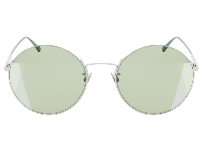 Bottega Veneta Sonnenbrille mit rundem Rahmen aus Metall Silber Metallisch Acetat Zellulosefaser  ref.590908