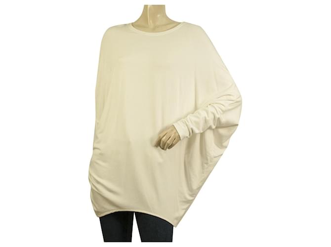 Helmut Lang White Womans Long Dolman Sleeve Relaxed Top - Size M Rayon  ref.590917