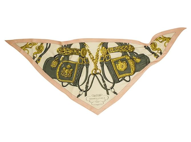 Hermès Hermes Brides de Gala Hugo Grygkar Pink Grey Small Triangle Pañuelo de seda Foulard Multicolor  ref.590928