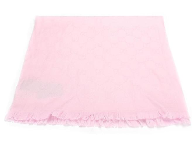 Gucci GG Wool and Silk Scarf Pink Metal  ref.591039
