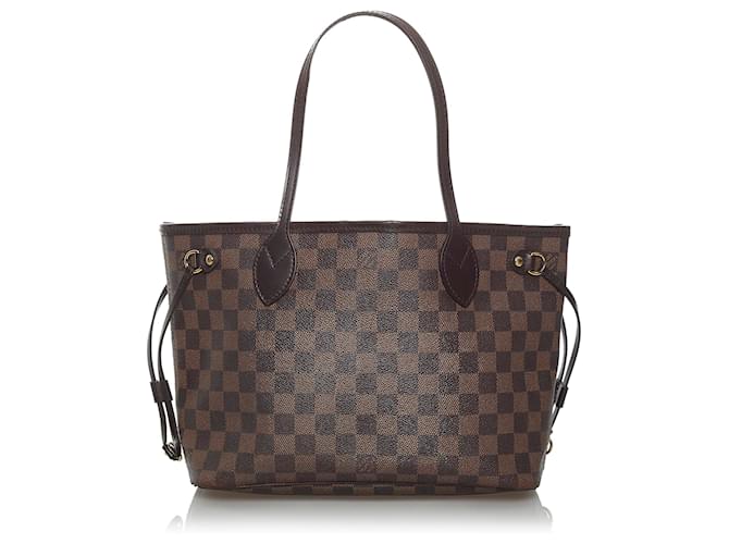 Louis Vuitton Brown Damier Ebene Neverfull PM Leather Cloth Pony-style calfskin  ref.591098