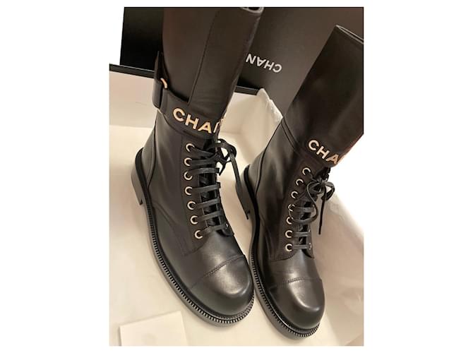 Chanel boots Black Leather ref.591134 - Joli Closet
