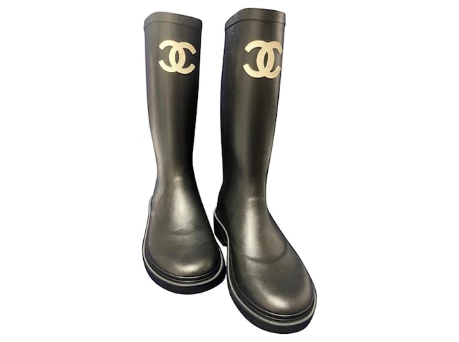 Botas de borracha Chanel Preto  ref.591146