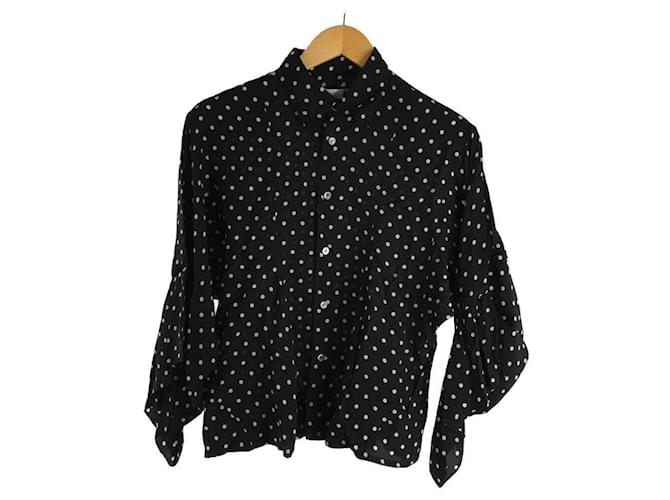 JUNYA WATANABE COMME des GARCONS Long sleeve blouse/S/cupra/BLK/dot/sleeve frill Black  ref.591175