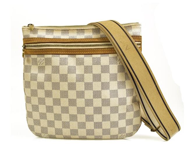 LOUIS VUITTON Pochette Bosphore Damier Azzure Brown Messenger Bag Crossbody Grey Leather Cotton  ref.591180
