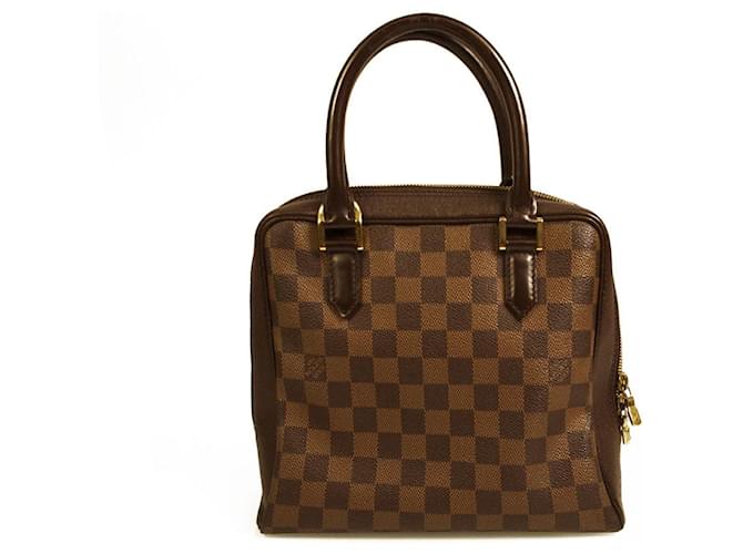 LOUIS VUITTON Brera Damier Ebene Brown Hand Bag with lined leather handles Cotton  ref.591183