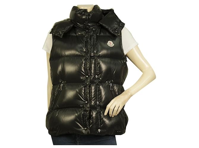 MONCLER Galene black puffer lightweight down feather gilet vest jacket size 4 Nylon  ref.591189