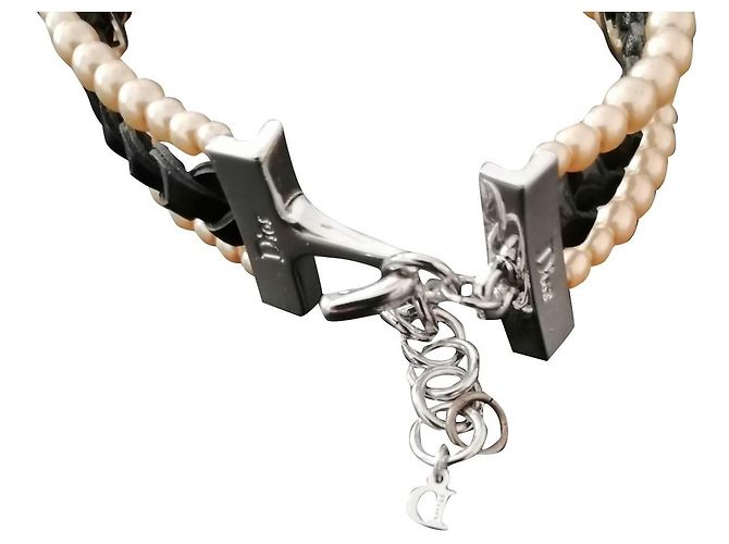 Collana Dior in vernice nera e perle Nero