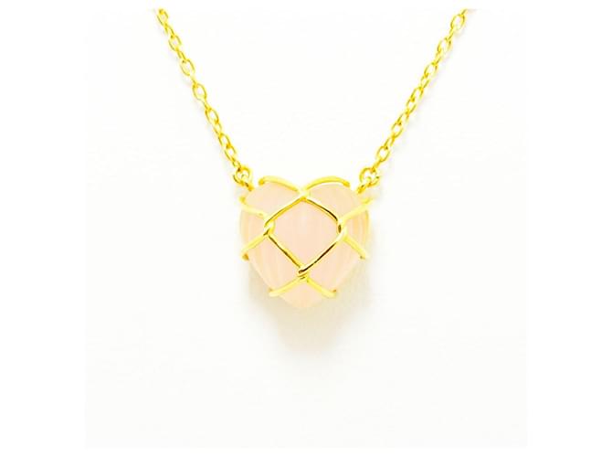 [Used] Christian Dior necklace Christian Dior pendant heart K18 750 Golden Gold-plated  ref.591243