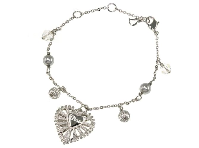 [Used] Christian Dior Heart Ball Bracelet/Alloy/Plating-6.6g/Silver/Christian Dior Silvery  ref.591248