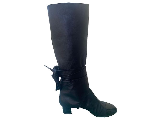 Chanel Black Leather Boots 41