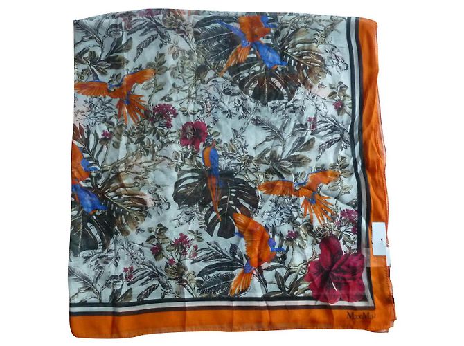 MAX MARA brand new pure silk stole Brown Blue Orange