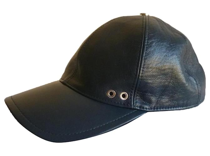 SPORTMAX cappellino da baseball in vera pelle nuovo di zecca Blu scuro  ref.591295