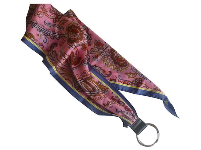 SPORTMAX brand new pure silk twil belt. Pink Orange Yellow Light blue Leather Metal  ref.591297