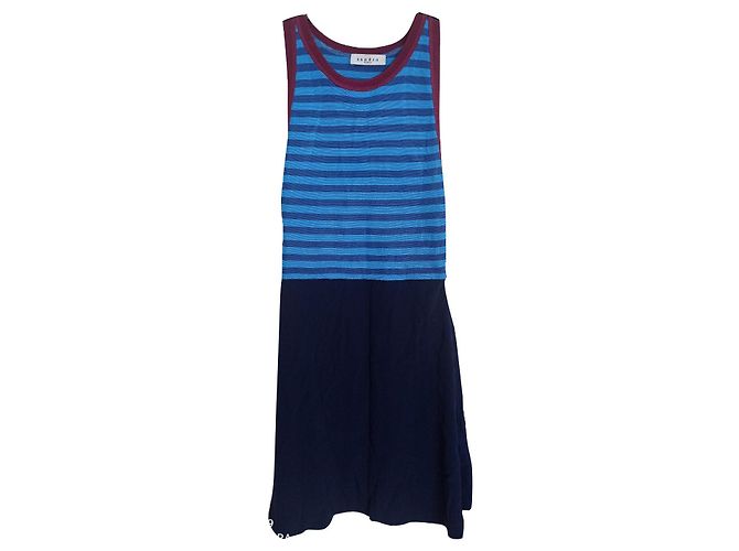 Vestido Sandro Azul Marinho de Viscose