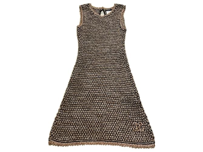 Chanel Kleid Beige Bronze Nylon Strahl  ref.591352