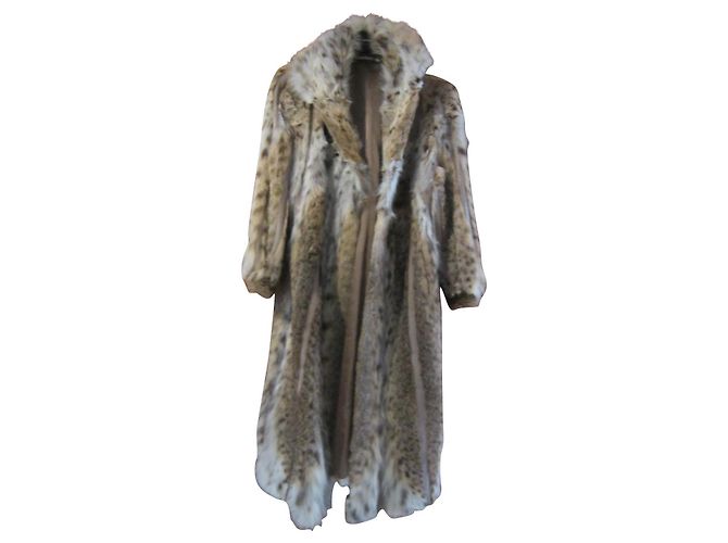 Autre Marque Lujoso abrigo de piel de lince Multicolor