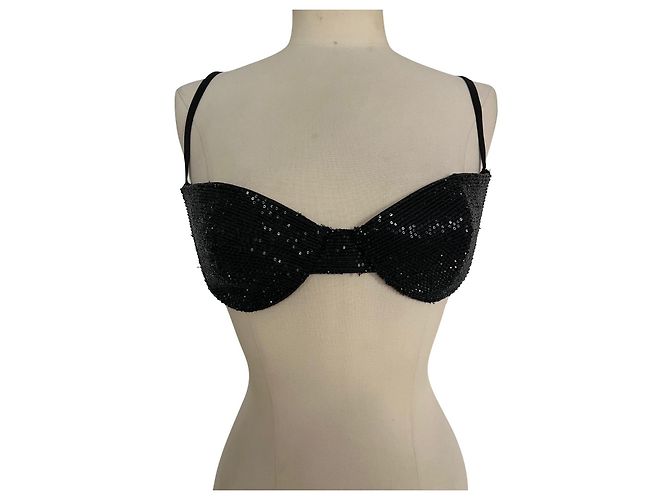 Dior bra embroidered with black seed beads