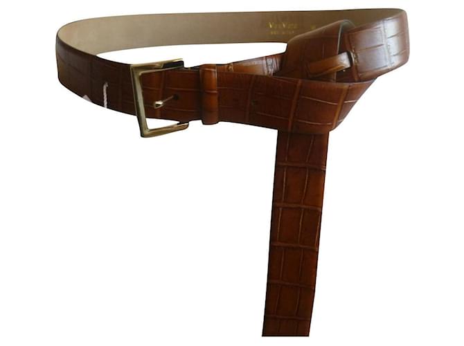MAX MARA nuevo cinturón de cuero real Castaño Metal  ref.591426
