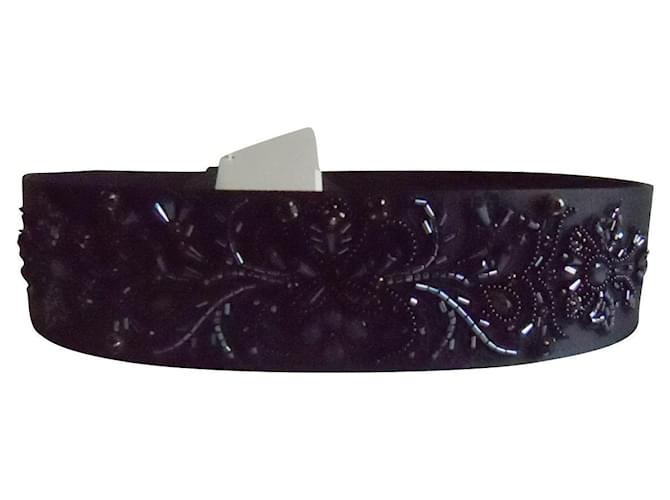Max Mara MAC MARA brand new jewel belt. Dark blue Cotton Polyester Viscose  ref.591502