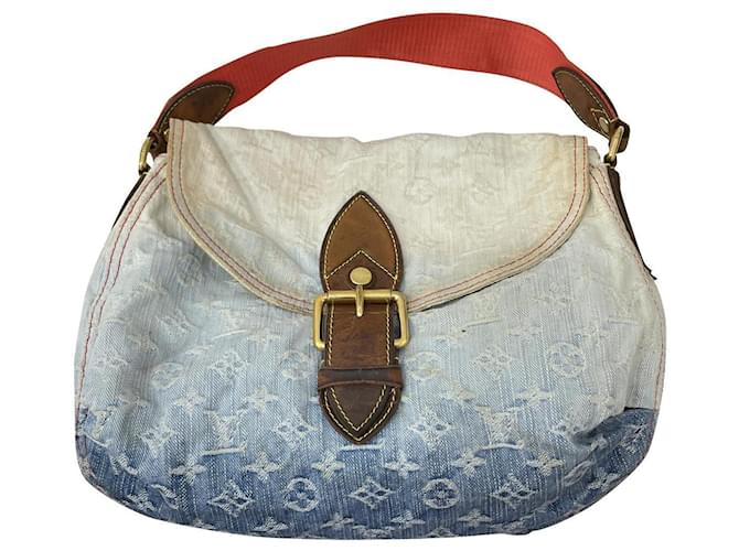 Louis Vuitton SunBurst handbag Brown Blue Denim  ref.591534