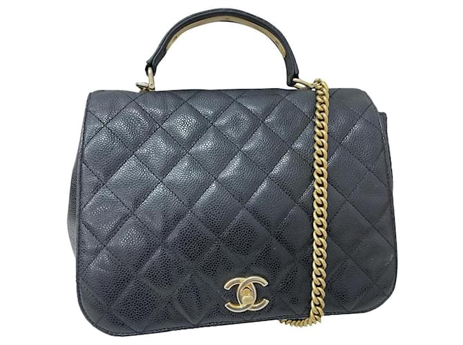 Chanel Top Handle Timeless Classic Bege Couro  ref.591540