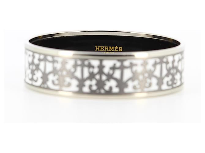 Hermès Graues und weißes Hermes-Armband Silber Versilbert  ref.591582