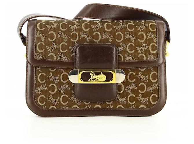 Céline Celine Paris monogram handbag Brown Leather  ref.591583