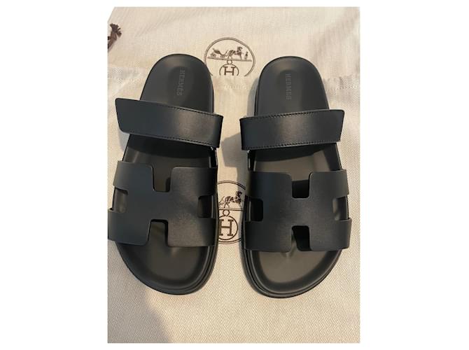 Hermès Des sandales Cuir Noir  ref.591600