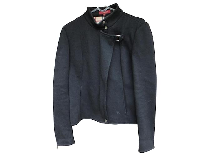 Tamaño de la chaqueta Burberry 42 Negro Lana  ref.591602