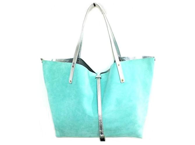 Tiffany & Co Suede Reversible Tote Bag Blue  ref.591613