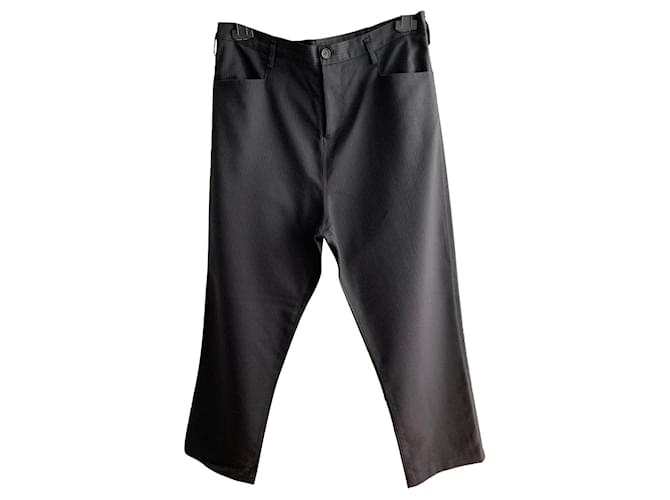 Y'S Pin-stripe baggy trousers Dark grey Wool  ref.591625
