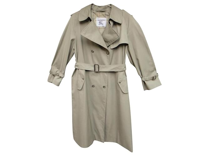 vintage Burberry women's trench coat 44 Khaki Cotton Polyester  ref.591637