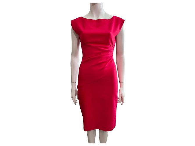 Diane Von Furstenberg DvF Jori Kleid in Grau in Rot mit seitlicher Raffung Koralle