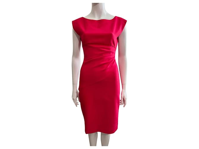 Diane Von Furstenberg DvF Jori dress in grey in red with side rucheting Coral Cotton Polyester Viscose Elastane  ref.591646